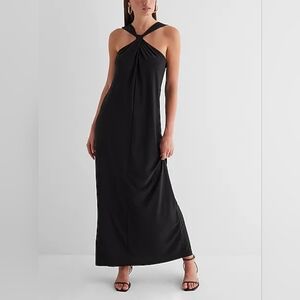 NWT EXPRESS Balck Twist Halter Neck Sleeveless Maxi Dress